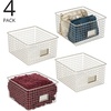 image:imagemDesign Wide Metal Farmhouse Storage Organizer Bin Baskets with Label Slot for Closet Cabinet Cupboard  Wire Organizing Basket Holds Clothing Linens Shoes Omaha Collection 4 Pack Satin