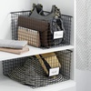 image:imagemDesign Wide Metal Farmhouse Storage Organizer Bin Baskets with Label Slot for Closet Cabinet Cupboard  Wire Organizing Basket Holds Clothing Linens Shoes Omaha Collection 2 Pack Matte Black