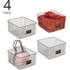 image:imagemDesign Wide Metal Farmhouse Storage Organizer Bin Baskets with Label Slot for Closet Cabinet Cupboard  Wire Organizing Basket Holds Clothing Linens Shoes Omaha Collection 4 Pack Bronze
