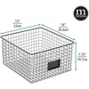 image:imagemDesign Wide Metal Farmhouse Storage Organizer Bin Baskets with Label Slot for Closet Cabinet Cupboard  Wire Organizing Basket Holds Clothing Linens Shoes Omaha Collection 4 Pack Matte Black