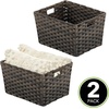 image:imagemDesign Wide Rectangular Woven Braided Rope Home Storage Baskets with Handles  for Organizing Closet Bedroom Bathroom Living Room Entryway Office  825 High 2 Pack  Espresso Brown