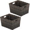 image:imagemDesign Wide Rectangular Woven Braided Rope Home Storage Baskets with Handles  for Organizing Closet Bedroom Bathroom Living Room Entryway Office  825 High 2 Pack  Espresso Brown