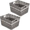 image:imagemDesign Wide Rectangular Woven Braided Rope Home Storage Baskets with Handles  for Organizing Closet Bedroom Bathroom Living Room Entryway Office  825 High 2 Pack  GrayGrey