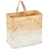 image:imagemDesign Woven Ombre Bamboo Hanging Wall Storage Basket for Flowers amp Essentials Decorative Boho Mounted Organizer for Pantry Closet Bathroom and CabinetEntryway Doors  NaturalWhite