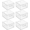 image:imagemDesign Deep Plastic Stackable Storage Organizer Container Bin Office Organization for Filing Cabinet Cupboard Shelves and Desk  Holds Notepads Pens Pencils  Ligne Collection 6 Pack Clear