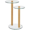 image:imagemDesign Glass Top SideEnd Duo Drink Table  2Tier Modern Round Accent Wood Nightstand Furniture for Living Room Dorm Home Office and Bedroom  12 Round  ClearNatural