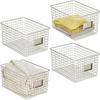 image:imagemDesign Large Metal Farmhouse Storage Organizer Bin Baskets with Label Slot for Closet Cabinet Cupboard  Wire Organizing Basket Holds Clothing Linens Shoes Omaha Collection 4 Pack Satin