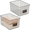 image:imagemDesign Large Metal Farmhouse Storage Organizer Bin Baskets with Label Slot for Closet Cabinet Cupboard  Wire Organizing Basket Holds Clothing Linens Shoes Omaha Collection 2 Pack Bronze