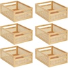 image:imagemDesign Large Wooden Rectangular Organizer Natural Cane Storage Bin with BuiltIn Handles for Kitchen Pantry or Cabinet Multipurpose Organizing Bin 6 Pack Natural