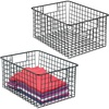 image:imagemDesign Metal Wire Closet Storage Basket Organizer with Handles for Organizing Bedroom Bathroom Mudroom Entryway Hallway or Linen Closets  Concerto Collection  2 Pack  Black