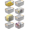 image:imagemDesign Metal Wire Food Organizer Storage Bin Basket with Bamboo Handles for Kitchen CabinetsPantry Organizing  Farmhouse Decor  Yami Collection  8 Pack  Graphite GrayNatural