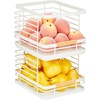 image:imagemDesign Metal Wire Rustic Farmhouse Large Food Organizer Stackable Storage Bin Basket with Wood Handle for Kitchen Pantry Shelf Cabinet or Cupboard  2 Pack  WhiteNatural