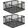image:imagemDesign Metal Wire Rustic Farmhouse Large Food Organizer Storage Bin Basket with Bamboo Wood Handle for Kitchen Pantry Shelf Cabinet or Cupboard  2 Pack  BlackNatural