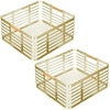 image:imagemDesign Metal Wire Rustic Farmhouse Large Food Organizer Storage Bin Basket with Bamboo Wood Handle for Kitchen Pantry Shelf Cabinet or Cupboard  2 Pack  Soft BrassNatural