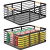 image:imagemDesign Metal Wire Rustic Farmhouse Large Food Organizer Storage Bin Basket with Bamboo Wood Handles for Kitchen Pantry Shelf Cabinet or Cupboard  2 Pack  BlackNatural