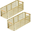 image:imagemDesign Metal Wire Rustic Farmhouse Small Food Organizer Storage Bin Basket with Bamboo Wood Handle for Kitchen Pantry Shelf Cabinet or Cupboard  2 Pack  Soft BrassNatural