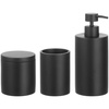 image:imagemDesign Resin 3Piece Bathroom Vanity Countertop Accessories  Soap Dispenser Tumbler Rinsing Cup and Canister Holder Sets  Complete Modern Counter Aesthetic  Set of 3  BlackBlack