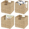 image:imagemDesign Seagrass Woven Cube Basket Organizer with Handles  Storage for Bedroom Office Living Room Bathroom Perfect for Cubby Storage Units  Hold Blankets Magazines Books  4 Pack  NaturalTanNatural