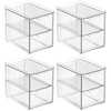 image:imagemDesign Stackable Storage Containers Box with 2 PullOut Drawers  Stacking Plastic Drawer Bins for Closet Organization Linen Coat Bedroom or Entryway Closets  Lumiere Collection  4 Pack Clear8 x 6 x 75 Pack of 4