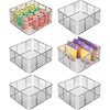 image:imagemDesign Steel Metal Wire Kitchen Food Storage Organizer Bin Basket for Pantry Organization  Wired Farmhouse Basket with Handle for Shelves  Carson Collection  6 Pack Chrome