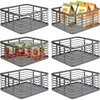 image:imagemDesign Steel Metal Wire Kitchen Food Storage Organizer Bin Basket for Pantry Organization  Wired Farmhouse Basket with Handle for Shelves  Carson Collection  6 Pack Dark Gray