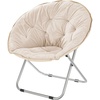 image:imagemDesign Urban Papasan Folding Moon Chair  Large Saucer UFO Chair with Collapsible Metal Frame  Fuzzy Foldable Dish Seat for Home Office Living Room Dorm Room and Bedroom  BeigeSilverBeigeSilver