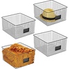 image:imagemDesign Wide Metal Farmhouse Storage Organizer Bin Baskets with Label Slot for Closet Cabinet Cupboard  Wire Organizing Basket Holds Clothing Linens Shoes Omaha Collection 4 Pack Matte Black