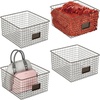 image:imagemDesign Wide Metal Farmhouse Storage Organizer Bin Baskets with Label Slot for Closet Cabinet Cupboard  Wire Organizing Basket Holds Clothing Linens Shoes Omaha Collection 4 Pack Bronze