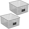 image:imagemDesign Wide Metal Farmhouse Storage Organizer Bin Baskets with Label Slot for Closet Cabinet Cupboard  Wire Organizing Basket Holds Clothing Linens Shoes Omaha Collection 2 Pack Matte Black
