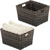 image:imagemDesign Wide Rectangular Woven Braided Rope Home Storage Baskets with Handles  for Organizing Closet Bedroom Bathroom Living Room Entryway Office  825 High 2 Pack  Espresso Brown