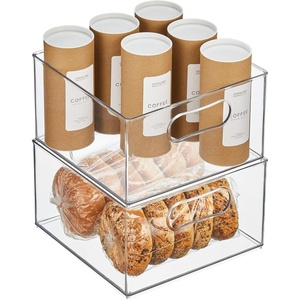 image:imagemDesign Deep Plastic Stackable Kitchen Storage Organizer Container Bin for Pantry Cabinet Cupboard Shelves Fridge or Freezer  Holds Dry Goods Sauces Condiments Ligne Collection 2 Pack Clear