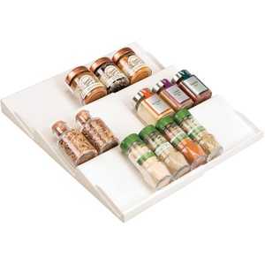 image:imagemDesign Expandable Plastic Deluxe Spice Rack Drawer Organizer for Kitchen Cabinet Drawers 3 Tier Slanted for Spice Jars Food Seasoning Bottle Storage Ligne Collection  BronzeCream