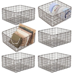 image:imagemDesign Farmhouse Decor Metal Wire Storage Basket Bin for Storage amp Organizing Closets Shelves and Cabinets in Bedrooms  Holds Shirts Purses Leggings Scarfs Hats  12 x 12  6 Pack  Bronze