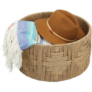 image:imagemDesign Large Round Woven Braided Seagrass Rope Home Storage Basket  for Organizing Closet Bedroom Bathroom Living Room Entryway Office Aztec Pattern Weave  Natural