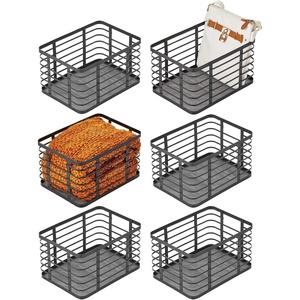 image:imagemDesign Metal Steel Wire Storage Basket Bin wBuiltin Handle Open Top Industrial Design for Closet Shelf Organization Organize Clothes Accessories Carson Collection  6 Pack  Matte Black