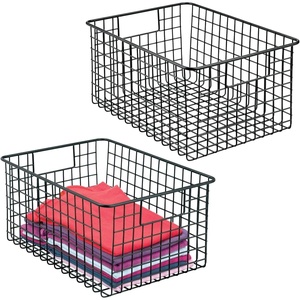 image:imagemDesign Metal Wire Closet Storage Basket Organizer with Handles for Organizing Bedroom Bathroom Mudroom Entryway Hallway or Linen Closets  Concerto Collection  2 Pack  Black