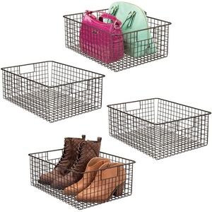 image:imagemDesign Metal Wire Closet Storage Basket Organizer with Handles for Organizing Bedroom Bathroom Mudroom Entryway Hallway or Linen Closets  Concerto Collection  4 Pack  Bronze