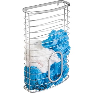 image:imagemDesign Metal Wire Wall Mount Kitchen Cabinet Storage Organizer Holder Basket  Hang on Cabinet Doors or Walls in Kitchen Pantry Utility Closet  Holds up to 50 Plastic Shopping Bags  Chrome