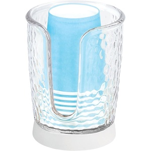 image:imagemDesign PlasticSteel Compact Small Disposable Paper Cup Dispenser Storage Holder for Rinsing Cups on Bathroom Vanity Countertops  Rain Collection  ClearWhiteClearWhite