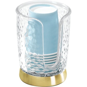 image:imagemDesign PlasticSteel Compact Small Disposable Paper Cup Dispenser Storage Holder for Rinsing Cups on Bathroom Vanity Countertops  Rain Collection  ClearWhiteClearSoft Brass