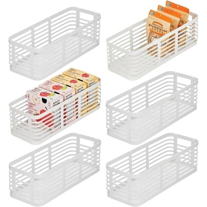 image:imagemDesign Slim Metal Wire Food Bin Basket Organizer for Storage in Kitchen Pantry Cabinet and Countertop Bin for Fruits Vegetables and Snack Organization Carson Collection 6 Pack Matte White