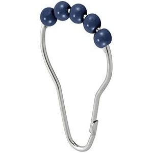 image:imagemDesign Steel Metal EasyGlide Roller Ball Shower Curtain Rings  Bathroom Shower Curtain and Curtain Liner Rolling Ring Hooks for Shower Rod Guest Bath and Powder Room  12 Rings  GrayNavy