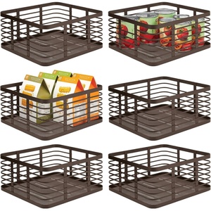 image:imagemDesign Steel Metal Wire Kitchen Food Storage Organizer Bin Basket for Pantry Organization  Wired Farmhouse Basket with Handle for Shelves  Carson Collection  6 Pack Bronze