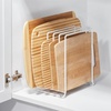 image:imagemDesign 5 Slot Pot and Pan Rack  Metal Wire Rack for Cabinets Pantries or Kitchen Surfaces  Freestanding Pan Stand for Pans Pots Lids and Crockery  SilverWhite
