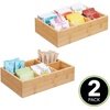 image:imagemDesign Bamboo Divided Storage Bin Container Drawer Organizer Crate Box for Kitchen Pantry Cabinet Shelf Island Countertop Holds Snacks Spices Drinks Echo Collection NaturalTan6 compartments  Small Pack of 2