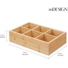 image:imagemDesign Bamboo Divided Storage Bin Container Drawer Organizer Crate Box for Kitchen Pantry Cabinet Shelf Island Countertop Holds Snacks Spices Drinks Echo Collection NaturalTan6 compartments  Small Pack of 1