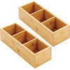 image:imagemDesign Bamboo Divided Storage Bin Container Drawer Organizer Crate Box for Kitchen Pantry Cabinet Shelf Island Countertop Holds Snacks Spices Drinks Echo Collection NaturalTan3 compartments Pack of 2
