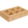 image:imagemDesign Bamboo Divided Storage Bin Container Drawer Organizer Crate Box for Kitchen Pantry Cabinet Shelf Island Countertop Holds Snacks Spices Drinks Echo Collection NaturalTan6 compartments  Small Pack of 1