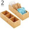 image:imagemDesign Bamboo Divided Storage Bin Container Drawer Organizer Crate Box for Kitchen Pantry Cabinet Shelf Island Countertop Holds Snacks Spices Drinks Echo Collection NaturalTan3 compartments Pack of 2