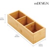 image:imagemDesign Bamboo Divided Storage Bin Container Drawer Organizer Crate Box for Kitchen Pantry Cabinet Shelf Island Countertop Holds Snacks Spices Drinks Echo Collection NaturalTan3 compartments Pack of 2